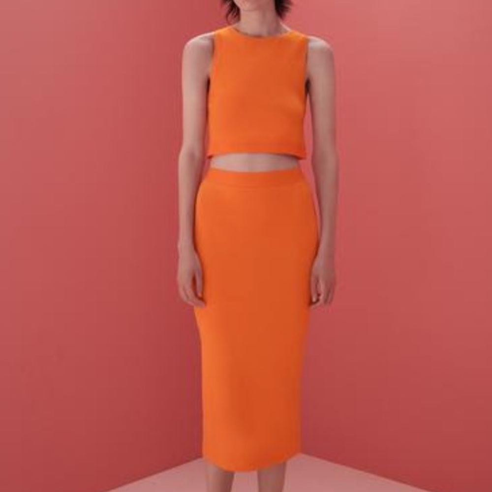 Zara Orange High Neck Cropped Top